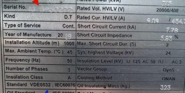 پلاک خوانی ترانسفورماتور توزیع